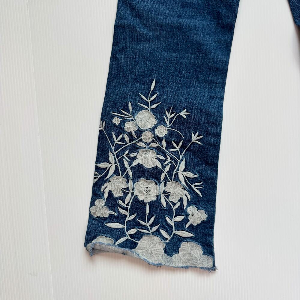 Anthropologie Pilcro Flare Jeans Women’s 26 Floral Embroidered Naturecore Boho - Picture 10 of 16